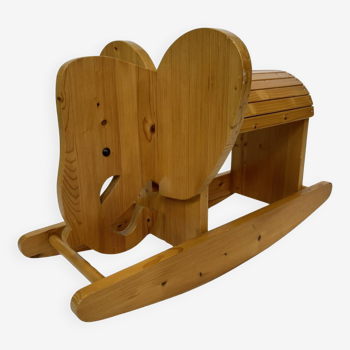 Vintage Swedish design Wooden Rocking Elephant jr  80's design