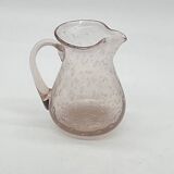 Biot style bubbled glass pitcher, pink tones, vintage