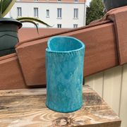 Vintage blue soliflore ceramic vase signed AI