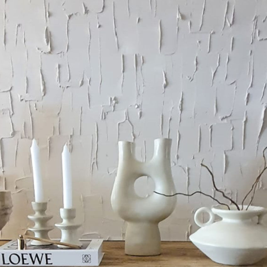 Vase forme organique en tadelakt blanc