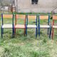 Set of 5 school chairs years '70 in red and blue