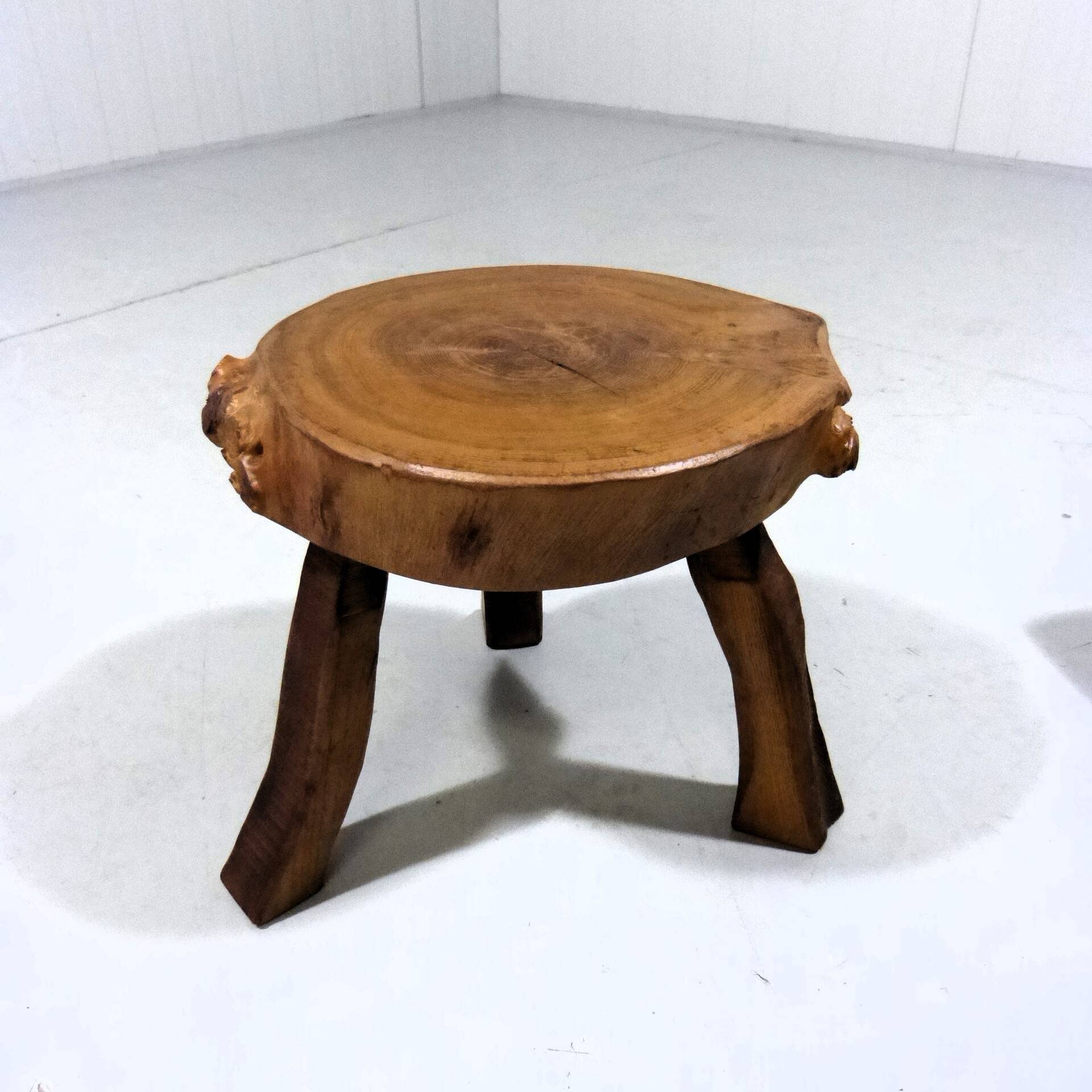 Set of 2 small brutalist wooden plant tables side tables 1960–70’s