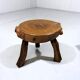 Set of 2 small brutalist wooden plant tables side tables 1960–70’s