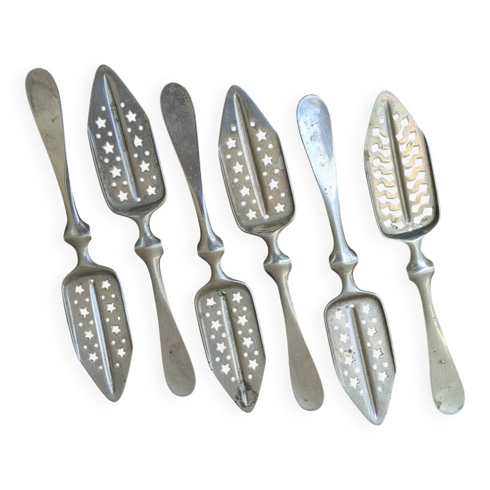 Set of 6 antique absinthe spoons Combault