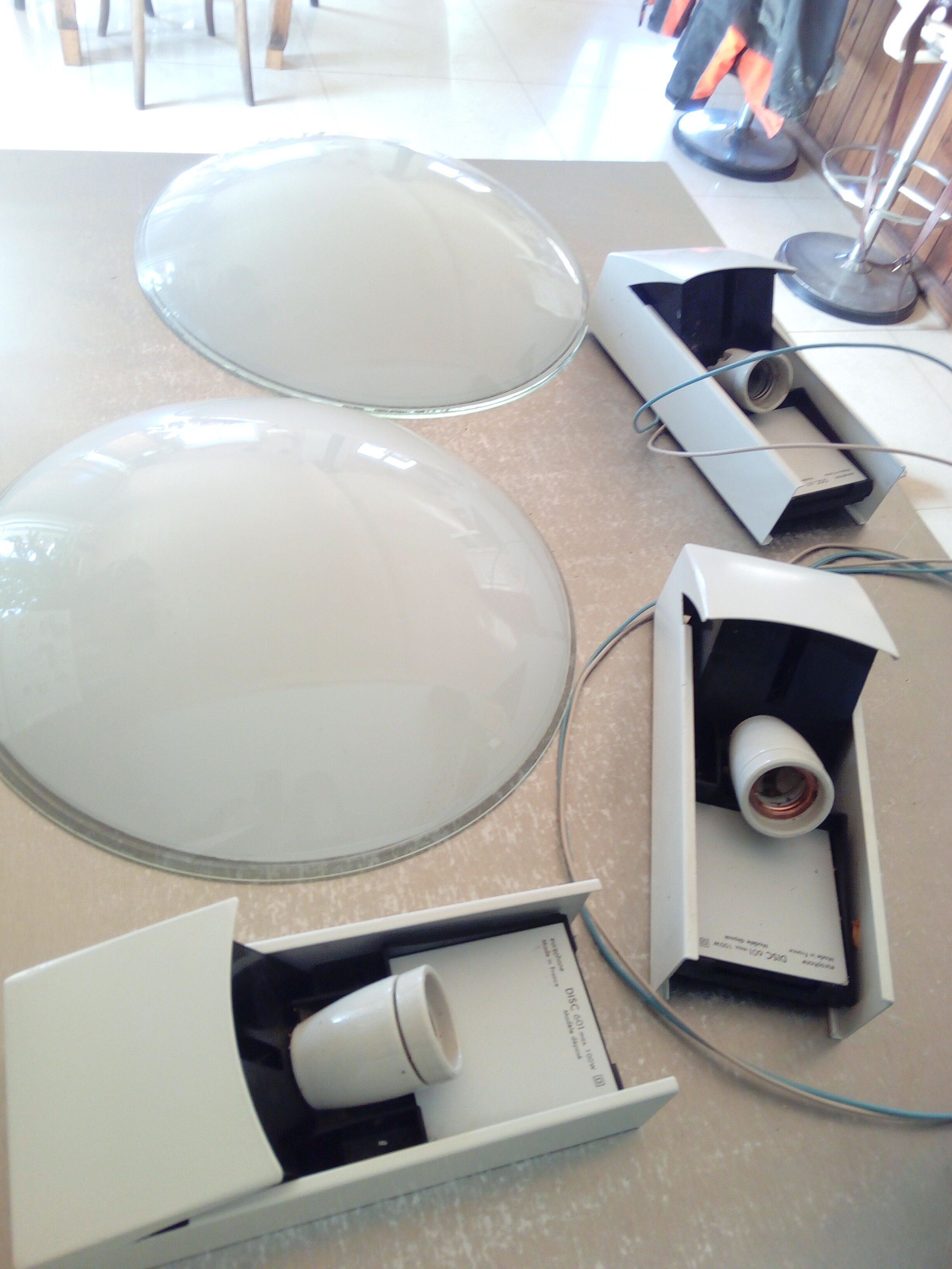 Vintage opaline round wall lamps - 40s/50s