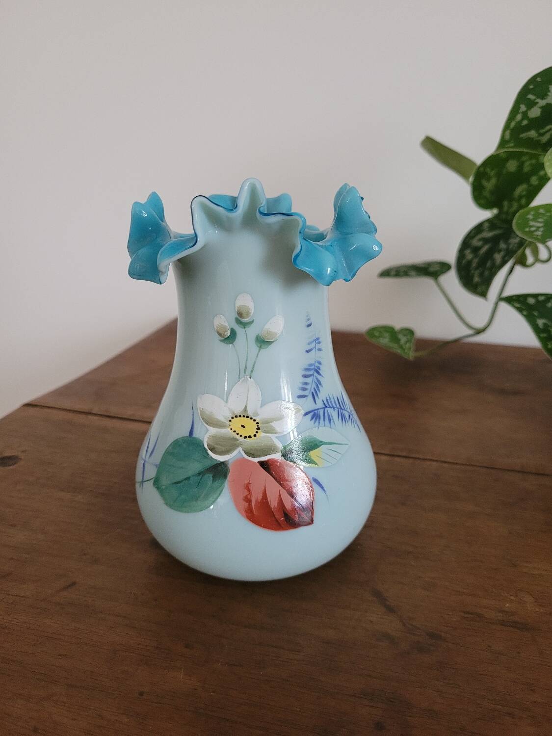 19th century blue opaline vase