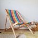 Long chair - Vintage deck chair with striped fabric