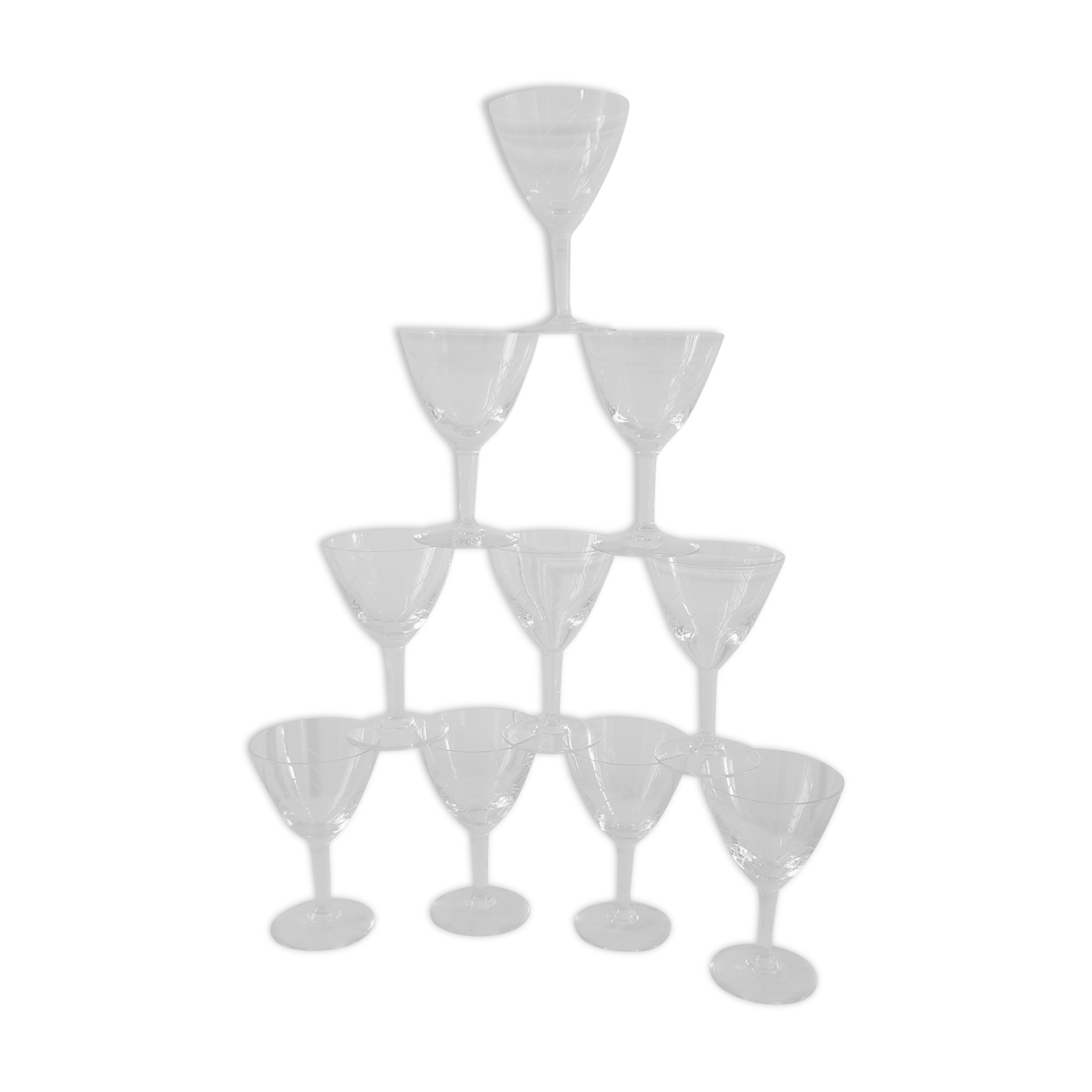 Lot de 10 verres à vin en cristal années 40