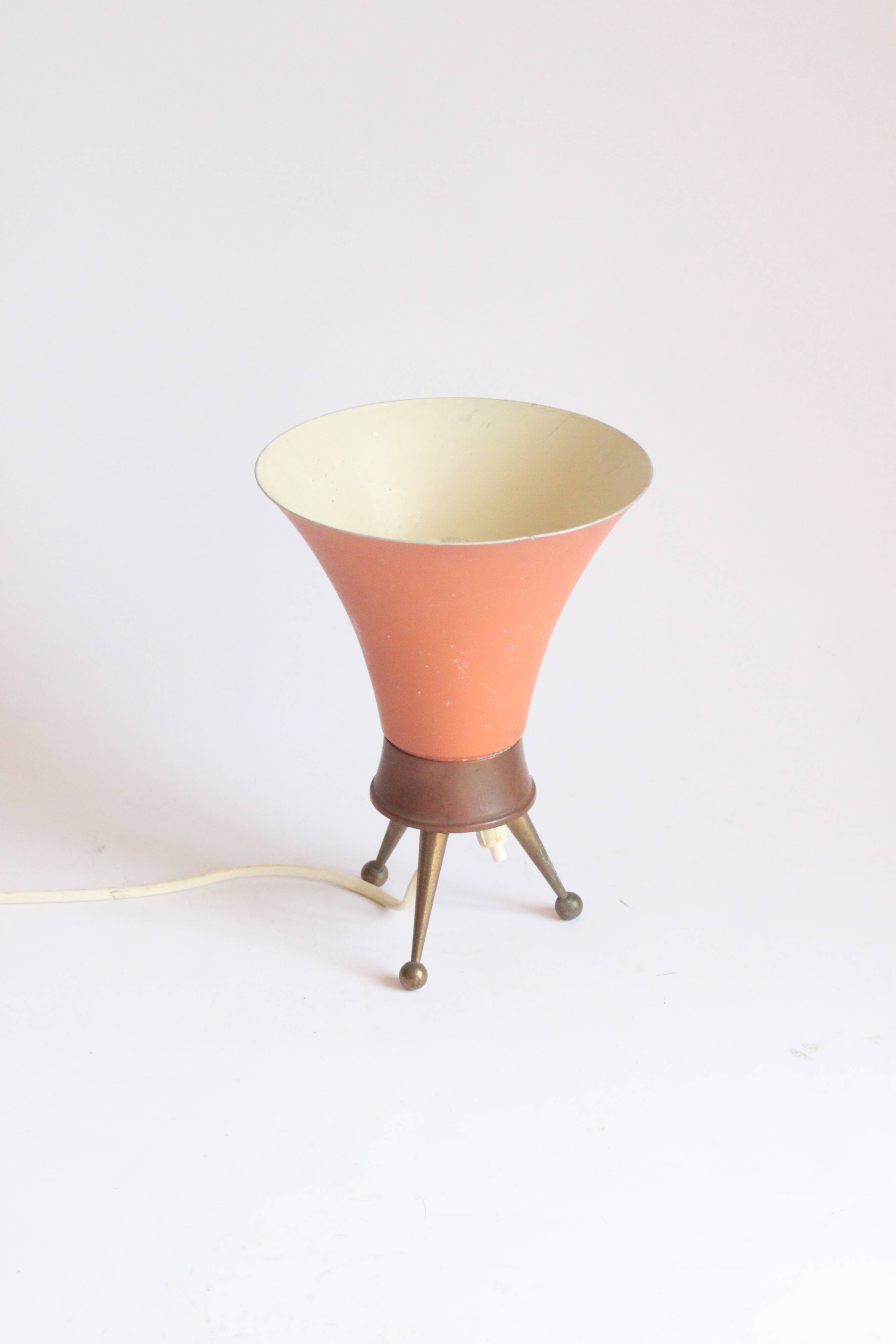 Brass tripod table lamp, 1950s