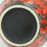 large 1960's VASE fohr-keramik model 490-30 black red relief decor fat lava