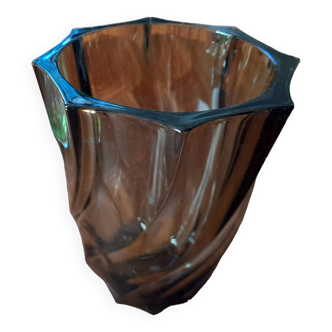 Vintage brown twisted glass vase