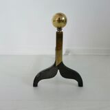 Pair of modernist steel and brass andirons