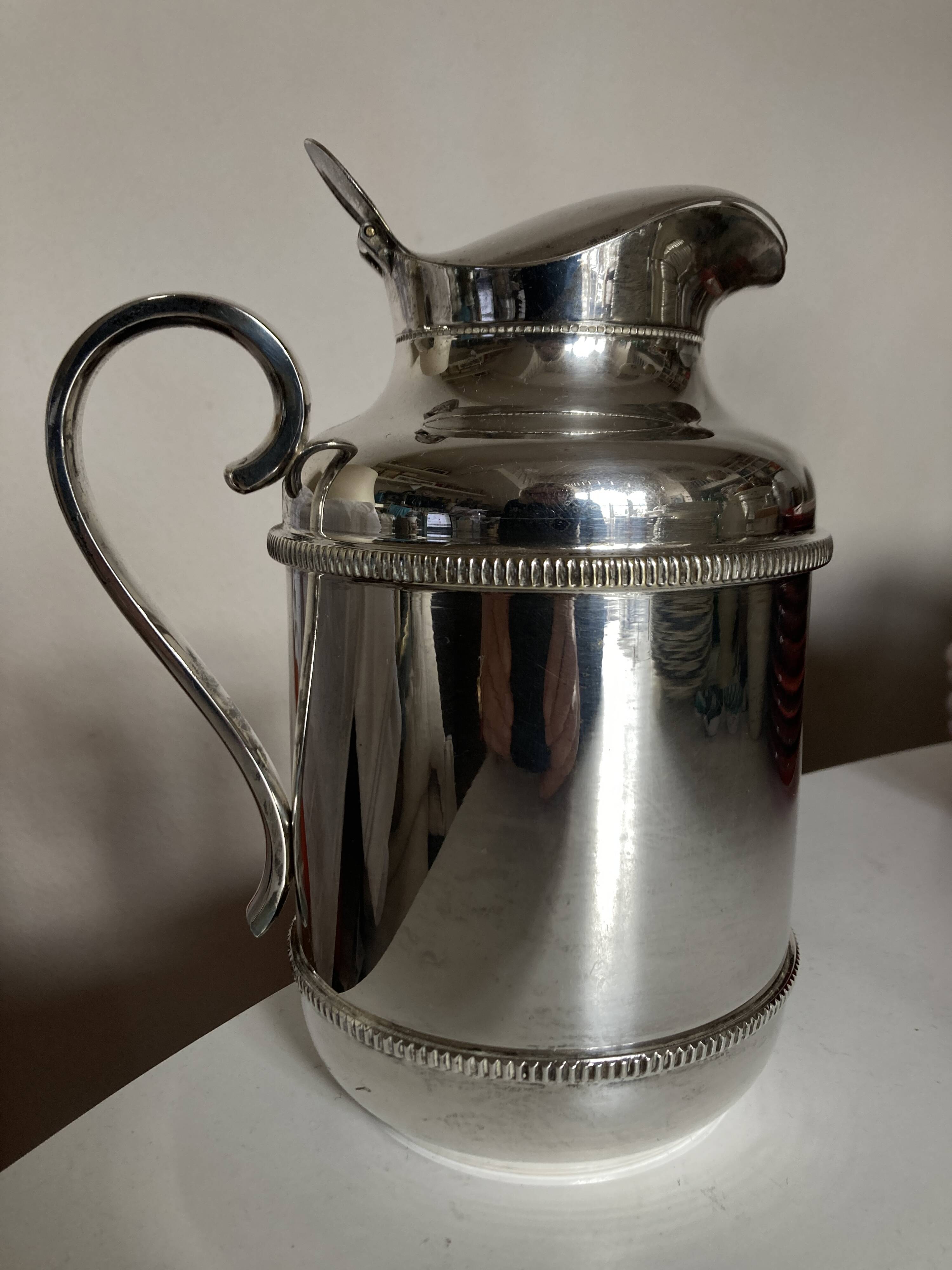 Neo-classical silver-plated metal insulated living room pitcher from Italy, 1970s