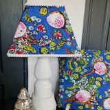 Lampe pied bois ébéniste abat jour tissus créateur