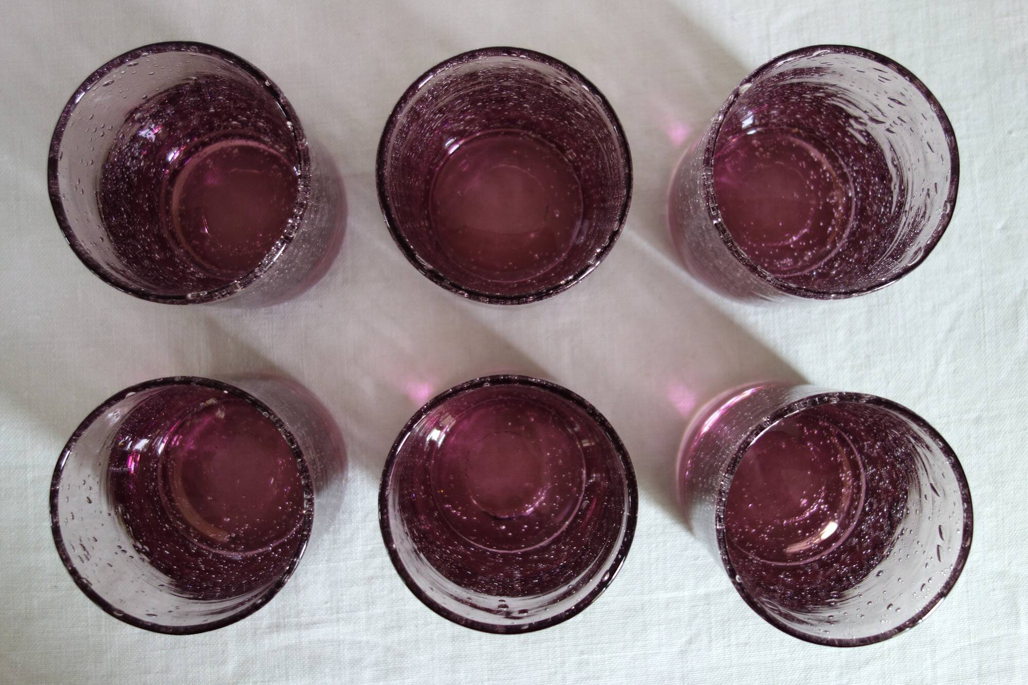 6 bubble-blown glasses Verrerie du Marais Riom