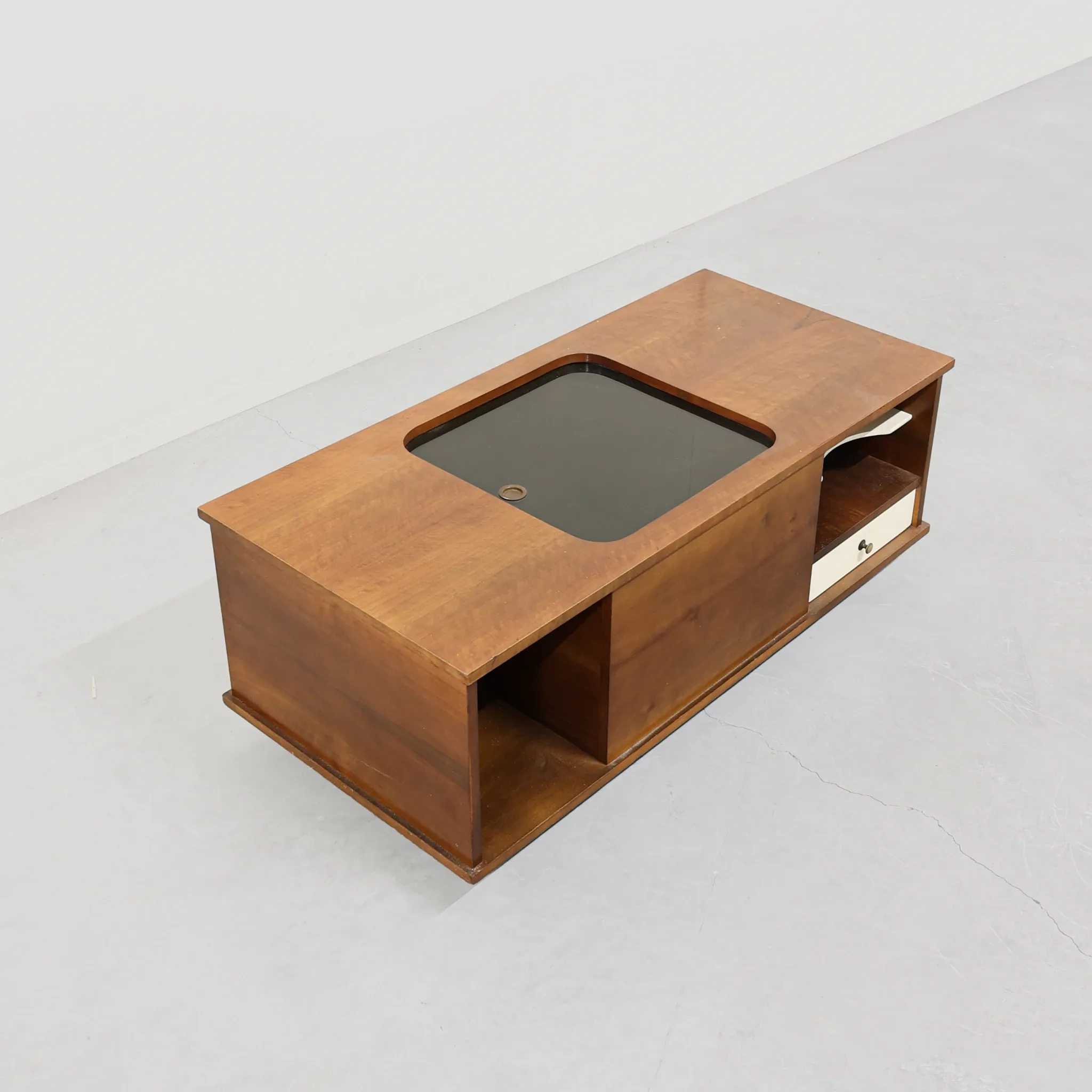 Italian 1970s Wooden Bar Cabinet on Castors