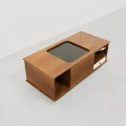 Italian 1970s Wooden Bar Cabinet on Castors