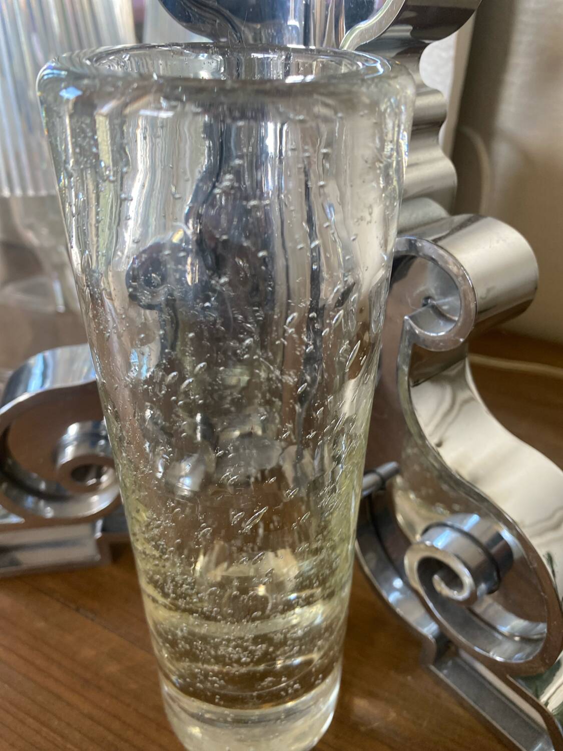 Vintage bubbled glass vase, 1970