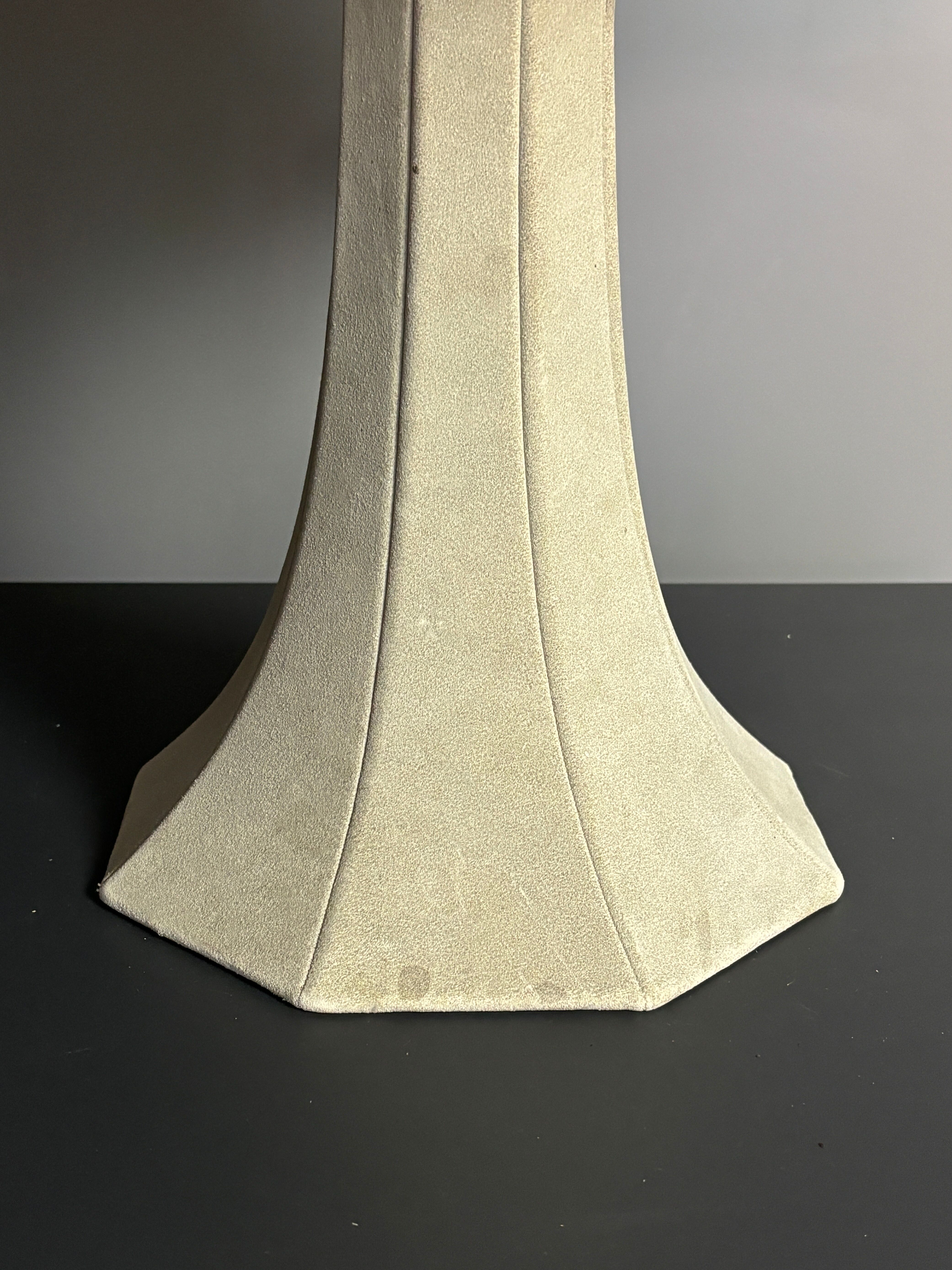 Midcentury suede leather large mushroom table lamp, 1960s-1970s