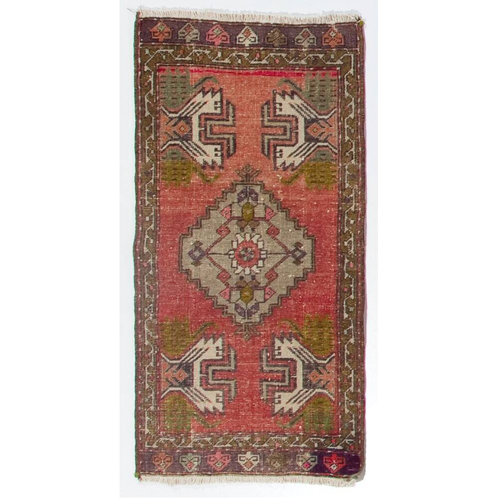 Vintage Accent Rug. Wool Turkish Seat Cover. Rustic Kitchen Rug. Handmade Door Mat. Bath Mat