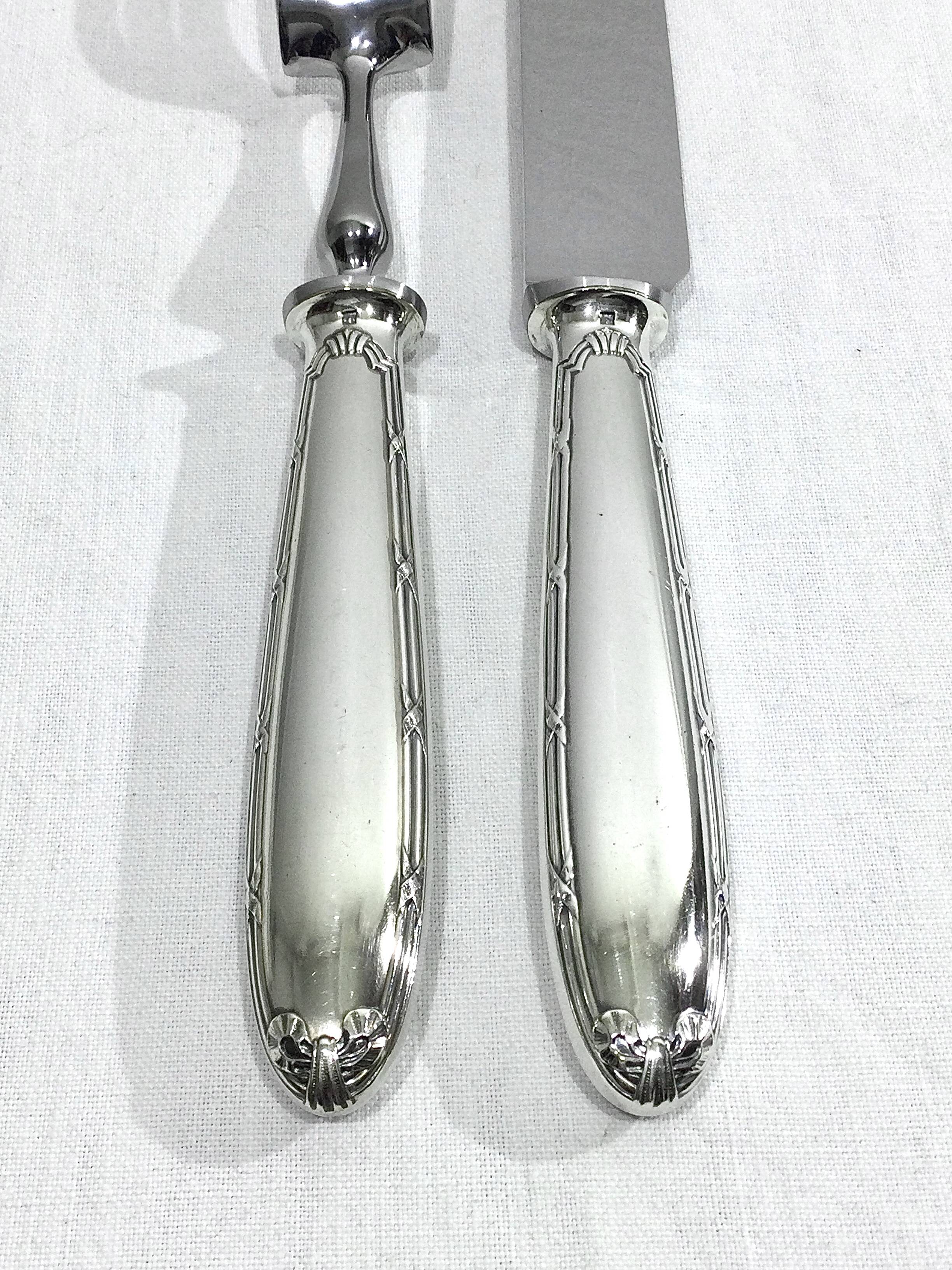 Christofle – service à découper rubans croisés métal argenté