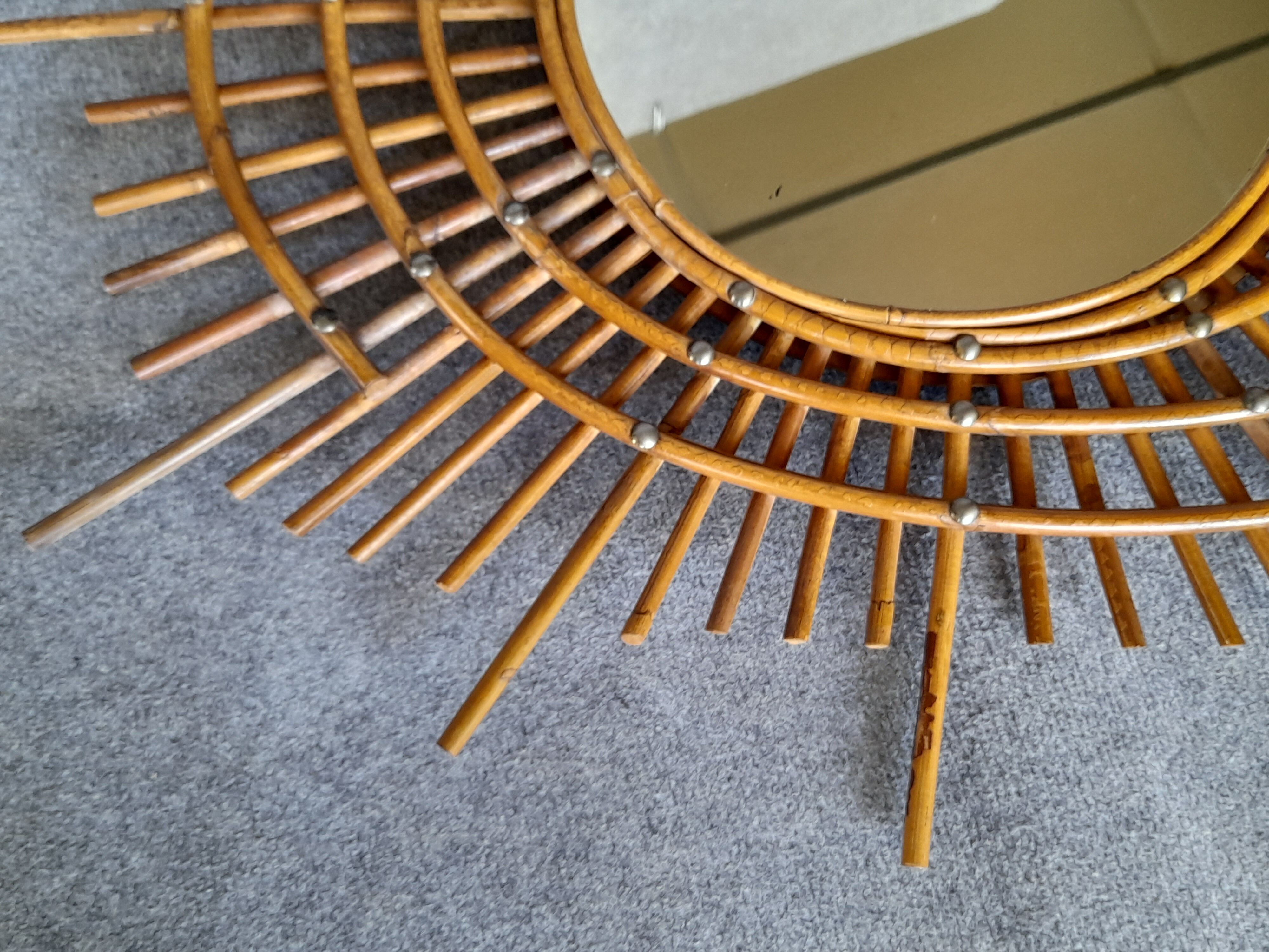 Vintage rattan mirror (known as ORTF)