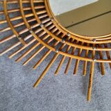 Miroir vintage en rotin ( dit ORTF )