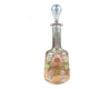Glass carafe with enamel floral decoration and stopper – vintage