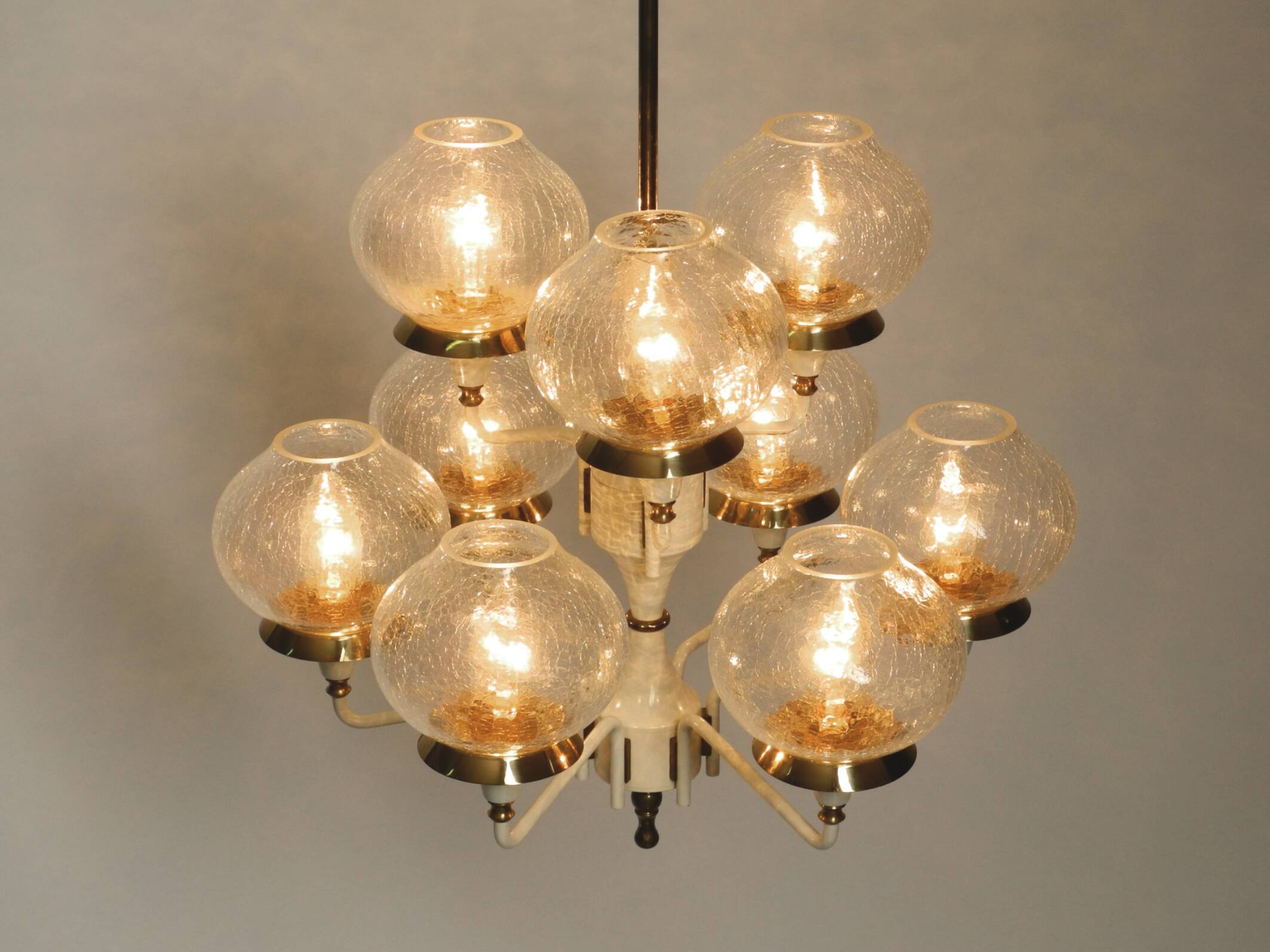 Beautiful 1960s brass glass Tulipan ceiling lamp by Hans Agne Jakobsson