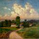 Tableau ancien paysage champêtre signé blain début xx siècle
