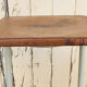 Tabouret industriel carré blanc bois et métal vintage