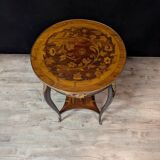 Louis XV style gueridon with floral marquetry.