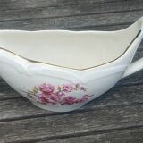 Porcelain saucière of the Gien earthenware factory model "peach blossoms"