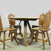 Chaises de salle à manger en chêne vintage brutaliste faites à la main, années 1930