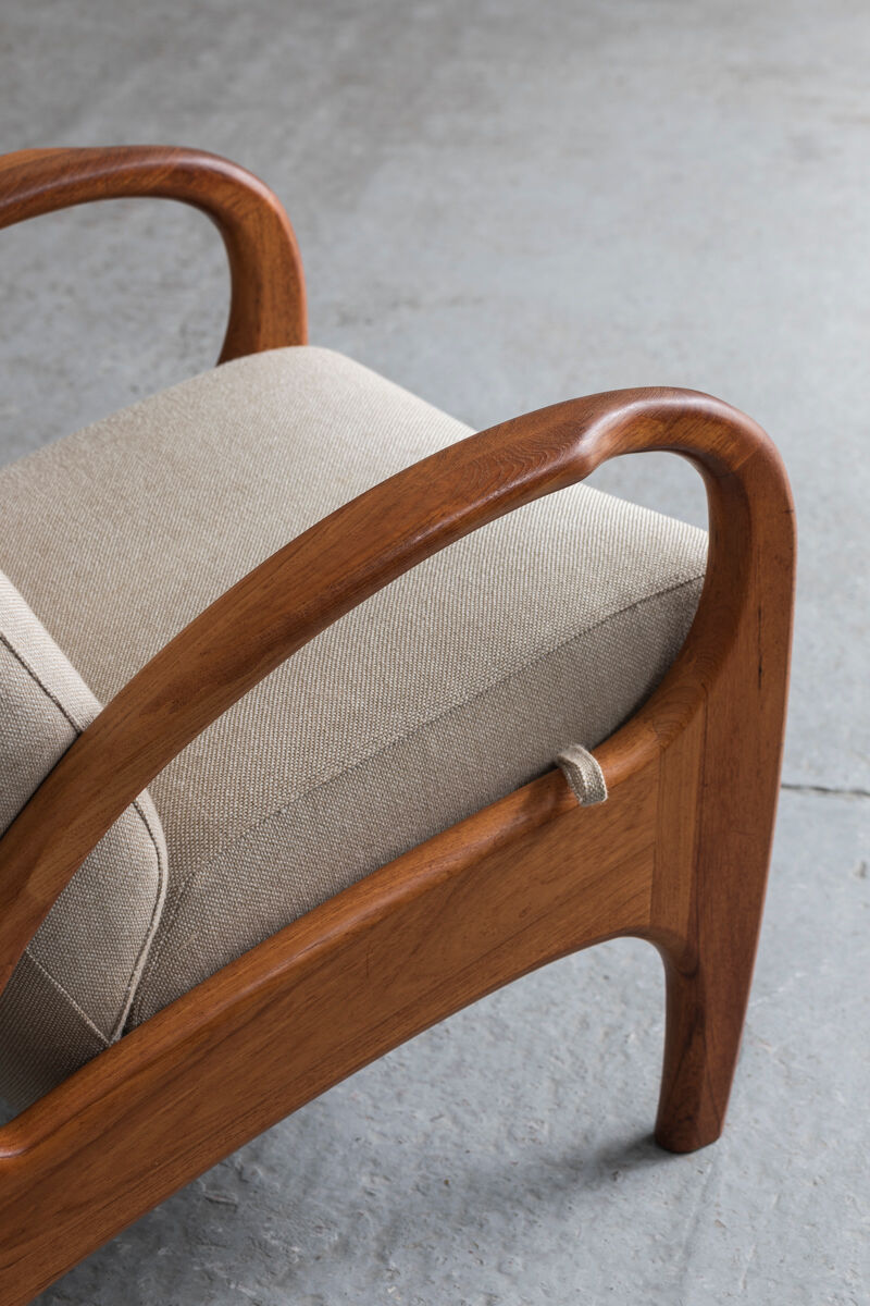 Reclining easy chair in beige wool, Denmark, 1980’s