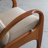 Reclining easy chair in beige wool, Denmark, 1980’s