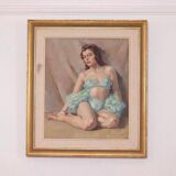 Huile sur toile originale française – « Portrait de femme » par Philippe de Rougemont – vintage et encadrée – 72,5 × 64 cm (28,5" × 25,2")