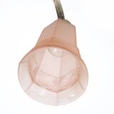 Art Deco chandelier with etched pink glass shades, Belgium 1930s