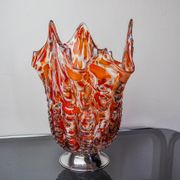 Red and white Seguso vase in Murano glass, Italy, 1960