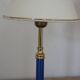 Pair of blue and gold bedside lamps with cream shades – H38 cm