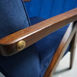 Mid century modern easy chairs from 1960's in navy blue velvet, set of 2