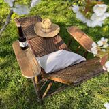 Transat chaise longue rotin