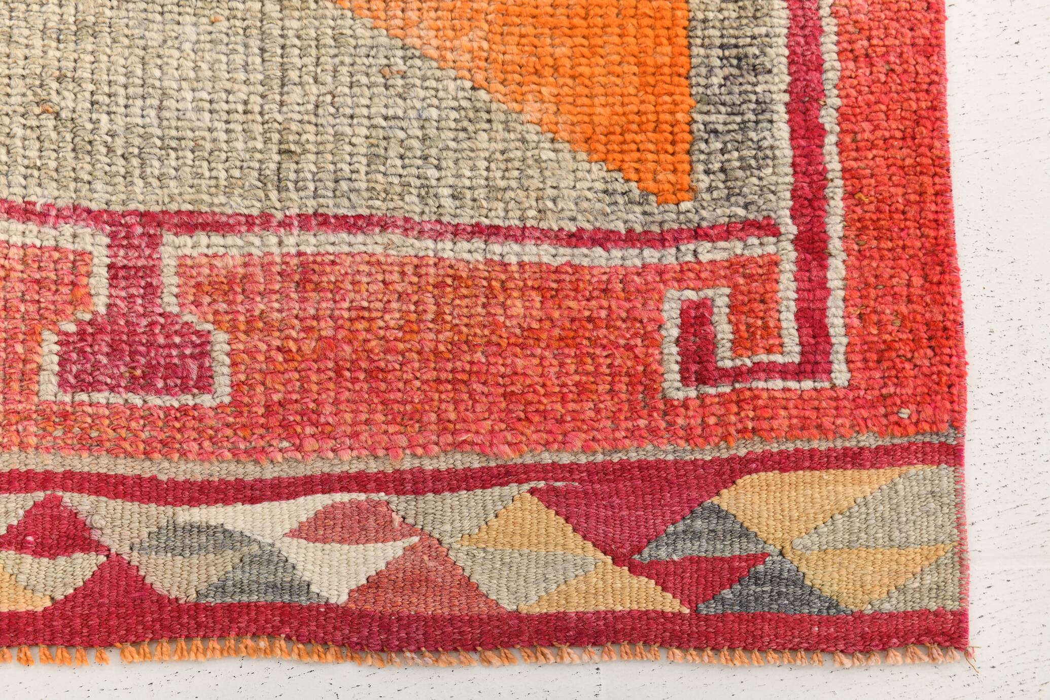 3x12 Turkish Runner Faded Pink & Grey Turkish Wool Runner Rug, 96x352Cm