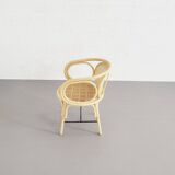 Rattan and cane armchairs, set of 2
