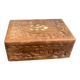 Jewelry box or card box in chiseled wood and vintage mother-of-pearl