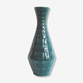 Vase vintage "Stripline" vert céladon d'Ernest d'Hossche pour Keralux, 1958