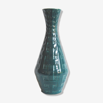 Vintage vase "Stripline" green celadon by Ernest d'Hossche for Keralux, 1958