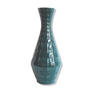 Vase vintage "Stripline" vert céladon d'Ernest d'Hossche pour Keralux, 1958