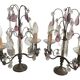 pair of chandeliers, lamp, silver-plated metal, crystal, tassels, florets, pendant, rosettes