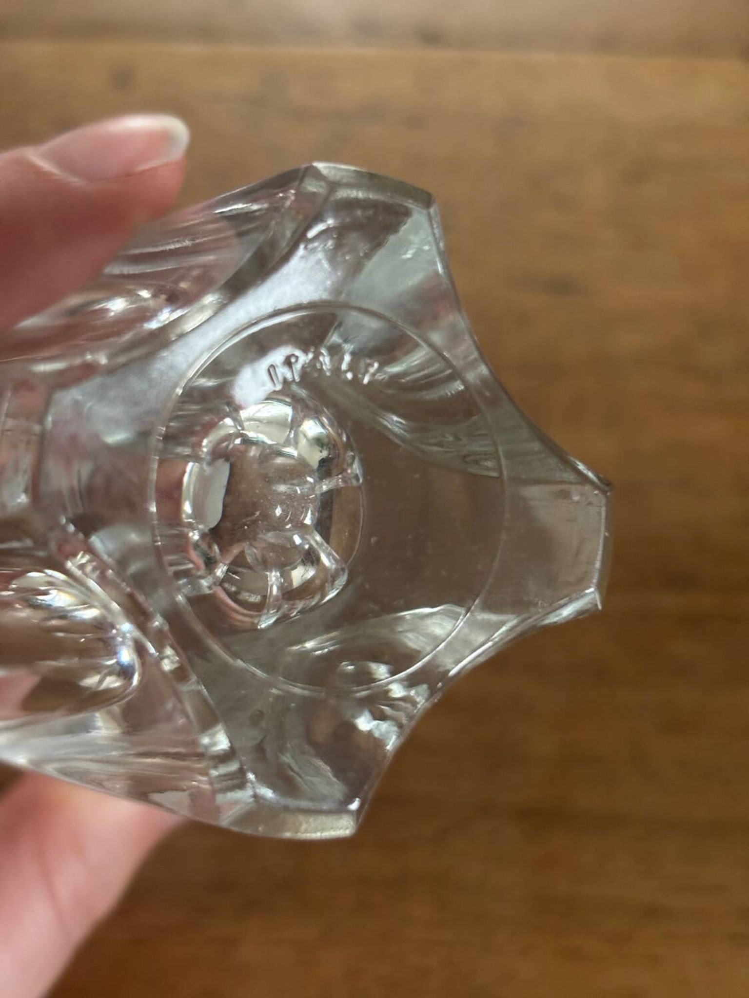Set of 6 bistro glasses, possibly crystal, made in Italy.